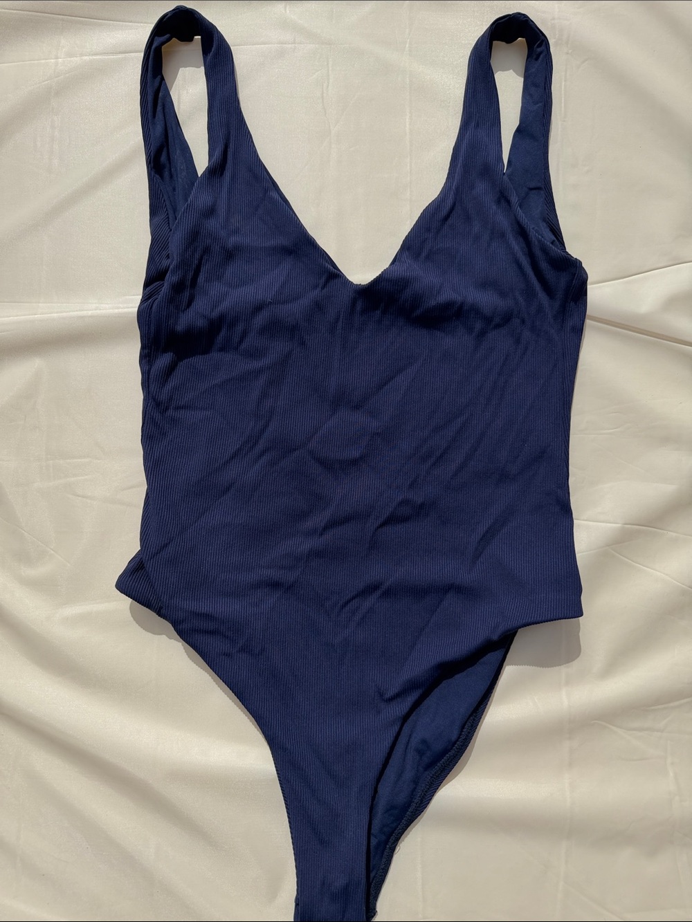 L*SPACE Navy Ribbed One-Piece Swimsuit